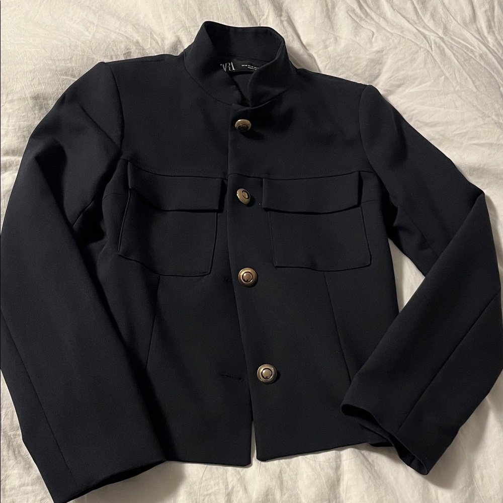 Zara Navy Jacket with Gold Buttons